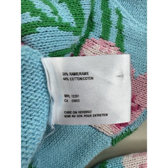 Vintage Tropical Toucan Sweater Womens L Blue Button Up Resort Florida Vacation - Picture 11 of 16